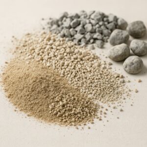 骨材のイメージ、強度やテクスチャーに影響を与える