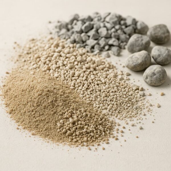 骨材のイメージ、強度やテクスチャーに影響を与える