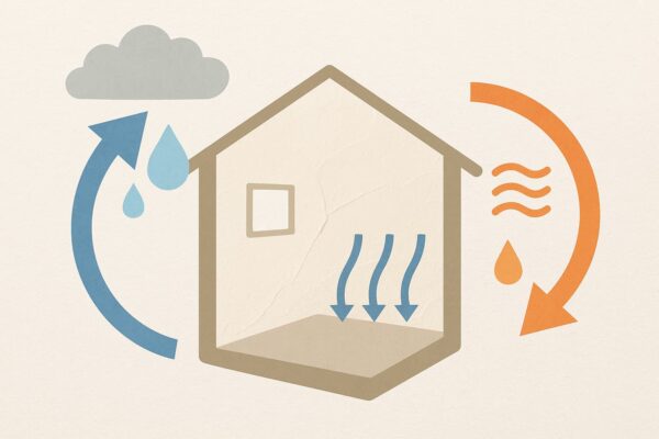 調湿性のイメージ 住宅の快適性に関与する