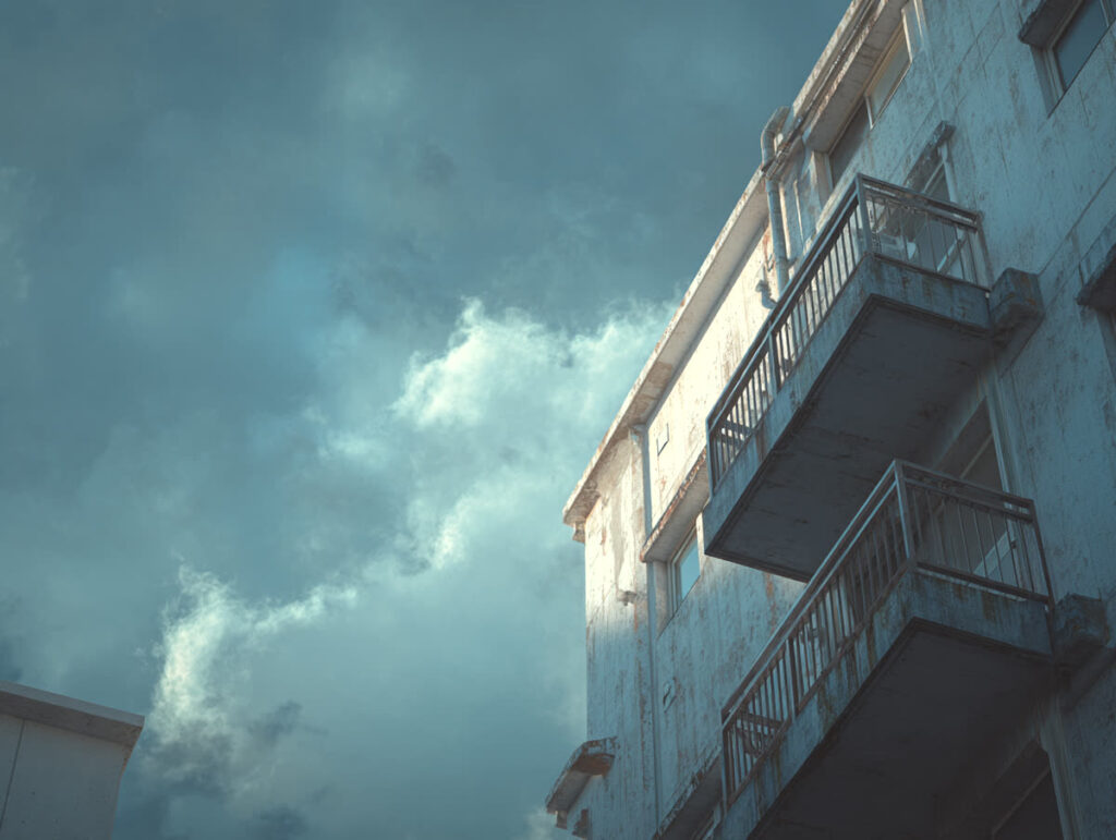 そとん壁と外壁の白華