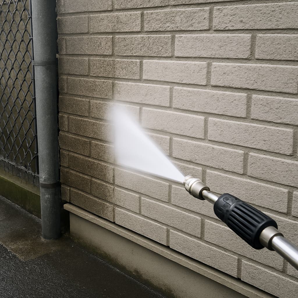 高圧洗浄のイメージ 外壁の清掃作業などに使用する