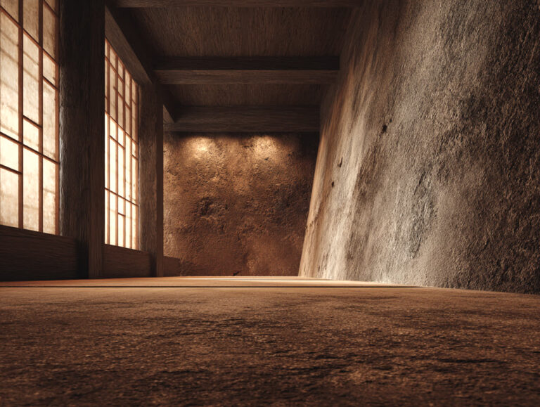 古民家カフェで土壁を再生